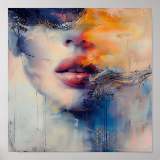 Modern Stylish Rainbow Abstract Beautiful Woman Poster