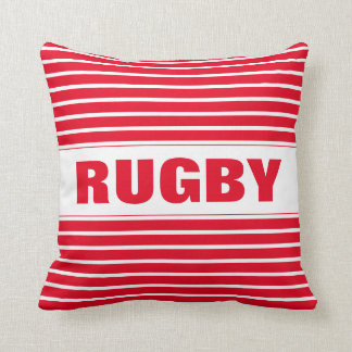 Modern Stylish Red And White Striped Rugby Throw Pillow