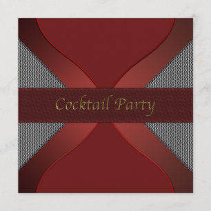 Modern Stylish Red & Black Cocktail Party Invitati Invitation