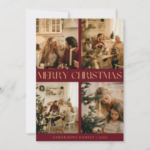 Modern Stylish Red Merry Christmas Holiday Card