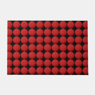 Modern Stylish Red Polka Dot Doormat