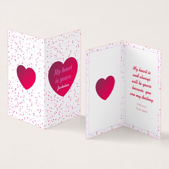 Modern Stylish Red White Heart Valentines Day (Inside and Outside)