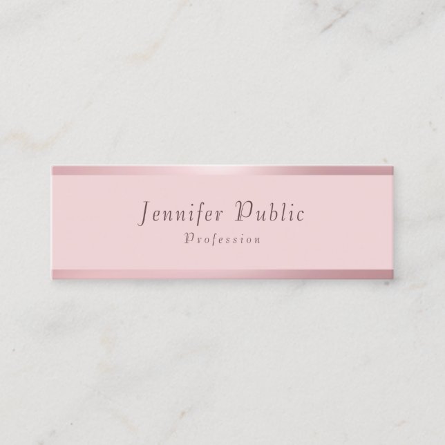 Modern Stylish Rose Gold Elegant Simple Template Mini Business Card (Front)