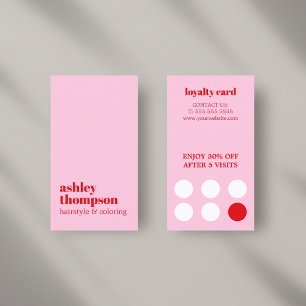 Modern Stylish Rose Red Bold Hair Salon Loyalty Card