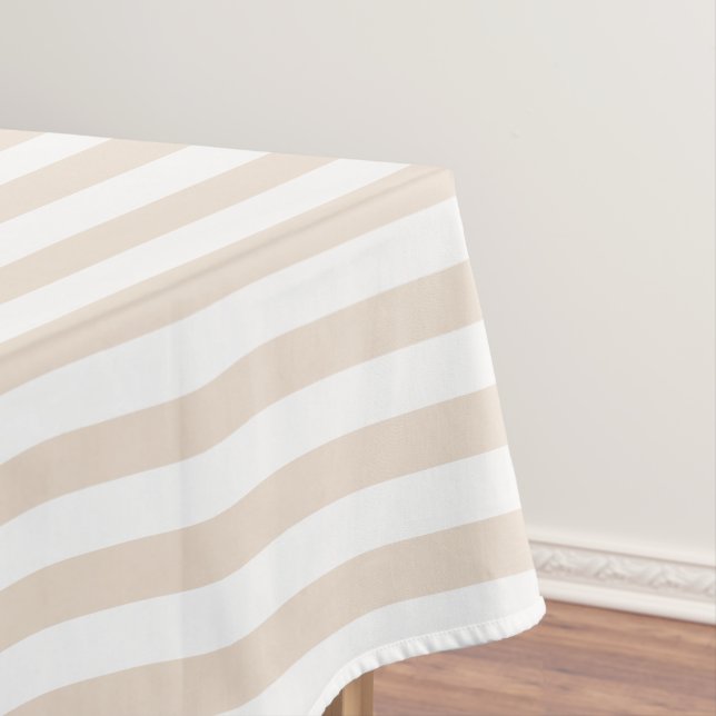 Modern Stylish Rustic Earth White Stripes Pattern Tablecloth (In Situ)