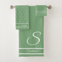 Modern Stylish Sage Green and White Monogram