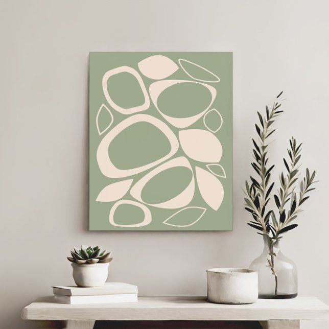 Modern Stylish Sage Green Cream Abstract Pattern Canvas Print (Creator Uploaded)
