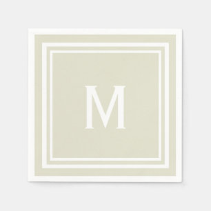 Modern Stylish Sandy Beige Custom Monogram Napkin