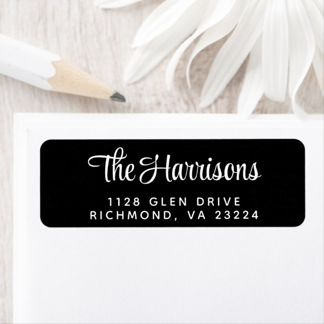 Modern Stylish Script Black Return Address (Insitu)