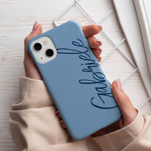 Modern Stylish Script Blue Monogram iPhone 13 Case
