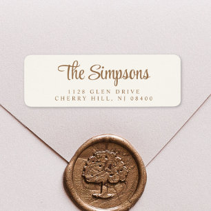 Modern Stylish Script Cream Gold Return Address