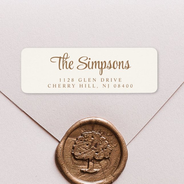 Modern Stylish Script Cream Gold Return Address (Creator Uploaded)