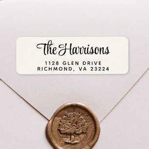 Modern Stylish Script Cream Return Address