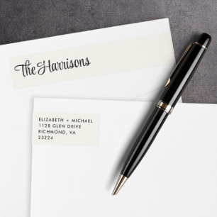 Modern Stylish Script Cream Return Address Wrap Around Label