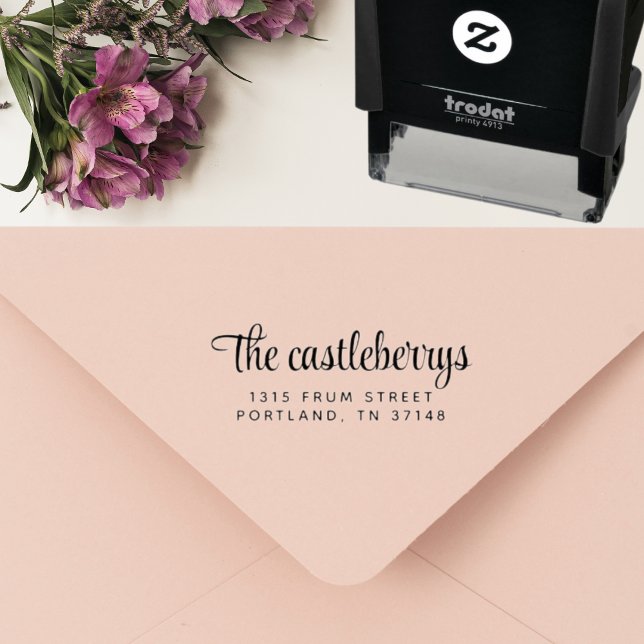 Modern Stylish Script Custom Return Address Self-inking Stamp (Creator Uploaded)