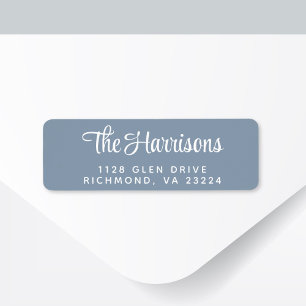 Modern Stylish Script Dusty Blue Return Address