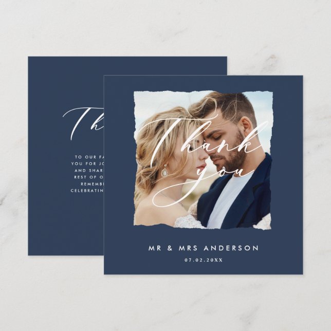 Modern stylish script elegant typography wedding announcement (Front/Back)