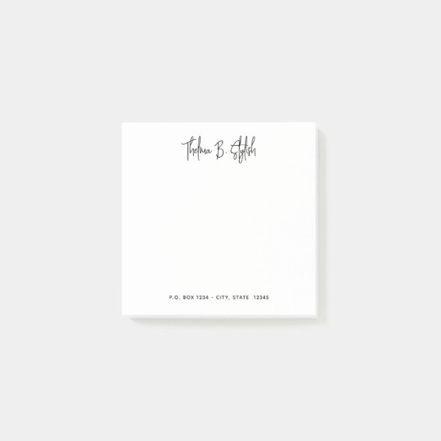 Modern Stylish Script Personalized Post it Notes (Front)