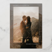 Modern Stylish Script Photo Overlay Save the Date (Front)