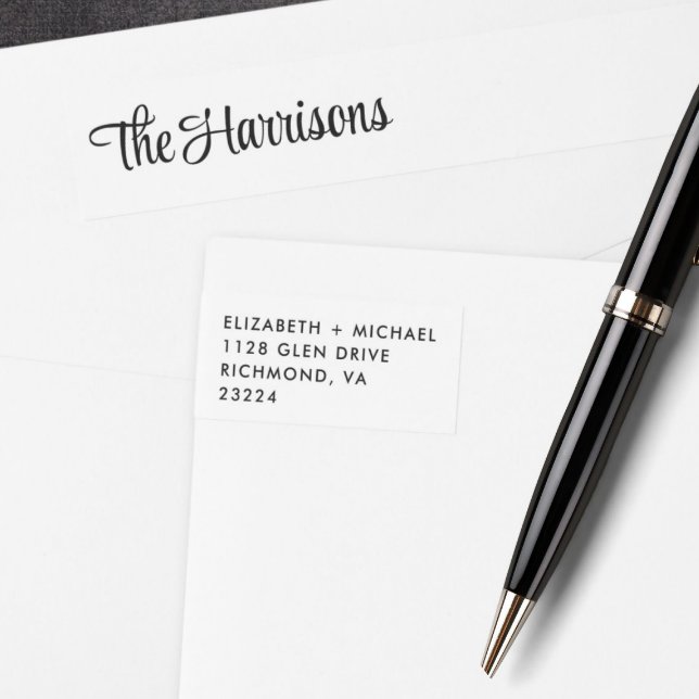 Modern Stylish Script Return Address Wrap Around Label (Creator Uploaded)