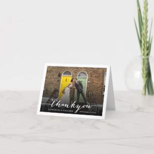 Modern Stylish Script Wedding Thank You Photo Card