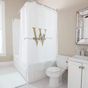Modern Stylish Script White Gold Monogram Name