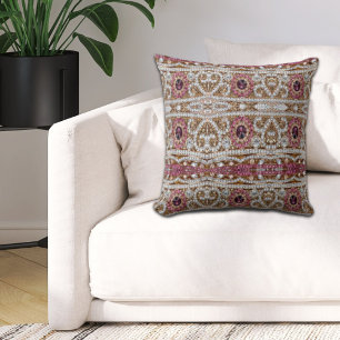 Modern Stylish silver gold burgundy pink bohemian Throw Pillow