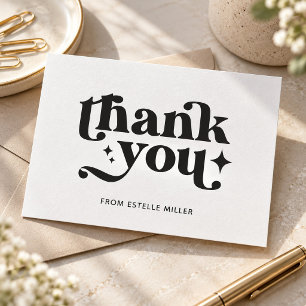 Modern Stylish Simple Black and White Retro Stars Thank You Card