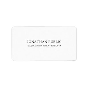 Modern Stylish Simple Design Chic White Plain Label
