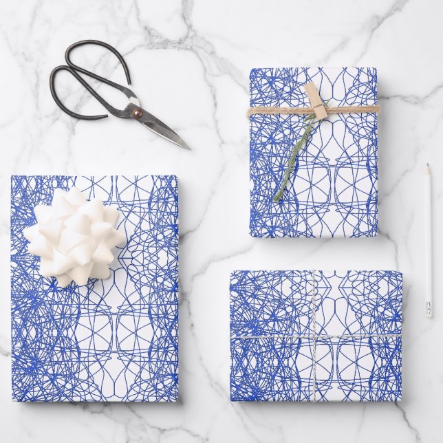 Modern stylish simple geometric pattern fractal wrapping paper sheet (Front)