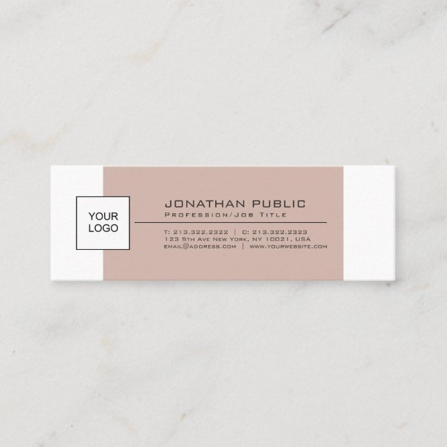 Modern Stylish Simple Plain With Logo Mini Business Card (Front)