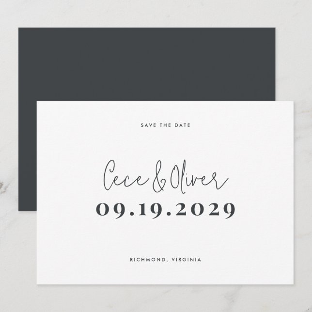 Modern stylish simple typography wedding save the  date (Front/Back)
