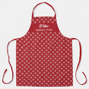 Modern Stylish Snowflake Pattern Red Christmas Man Apron