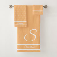  Modern Stylish Solid Colour Peach White Monogram