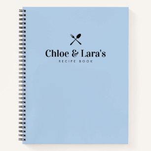 Modern Stylish Something Blue Bridal Shower Recipe Notebook
