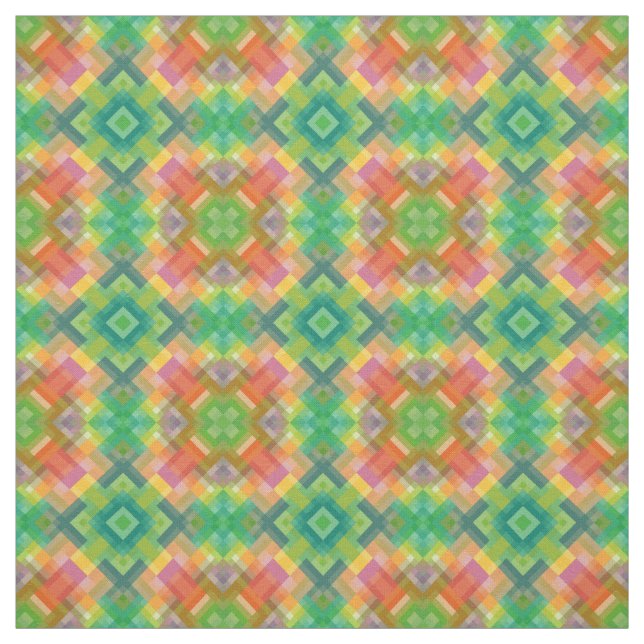 Modern Stylish Squares Triangles Polygon Pattern Fabric (Swatch)