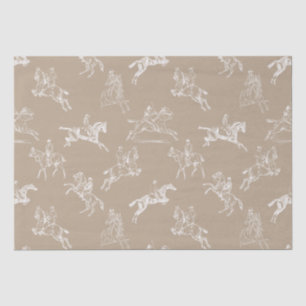 Modern Stylish Taupe White Horseback Riding Toile Tissue Paper