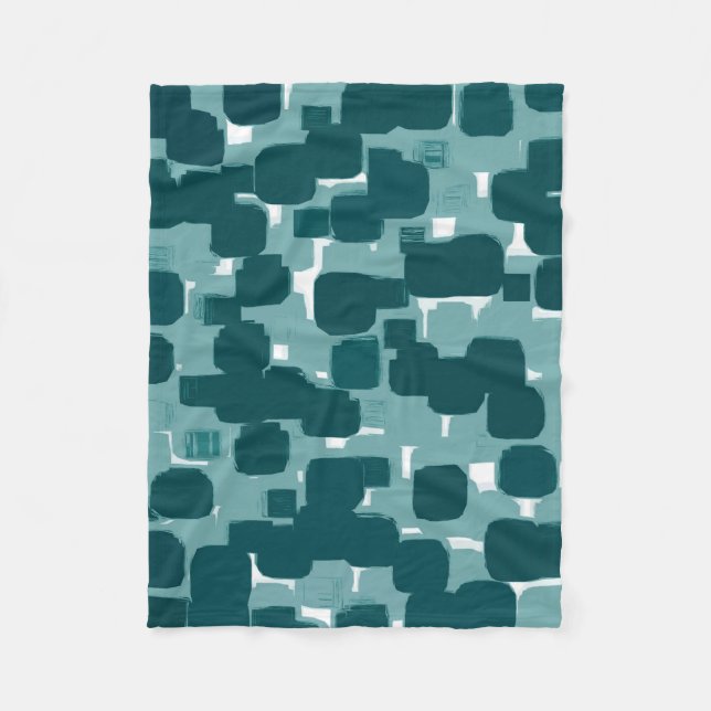 Modern Stylish Teal Abstract Pattern Fleece Blanket (Front)