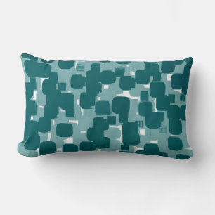 Modern Stylish Teal Abstract Pattern Lumbar Pillow
