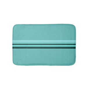 Modern Stylish Teal Striped Pattern Bath Mat