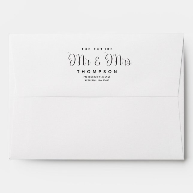 Modern Stylish The Future Mrs and Mr 5x7 Script Envelope (Back (Top Flap))