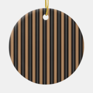 Modern Stylish Toasted Brown Stripes with Depth Ceramic Ornament