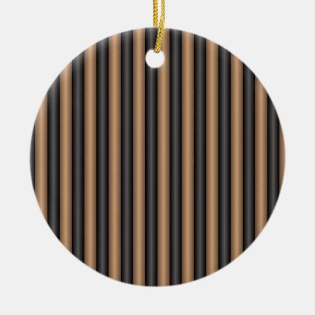 Modern Stylish Toasted Brown Stripes with Depth Ceramic Ornament (Front)
