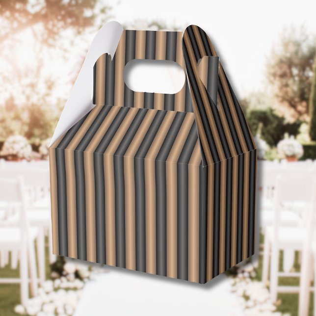 Modern Stylish Toasted Brown Stripes with Depth Favor Box (Creator Uploaded)