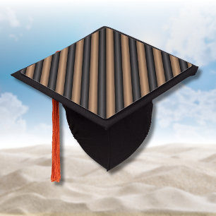 Modern Stylish Toasted Brown Stripes with Depth Graduation Cap Topper