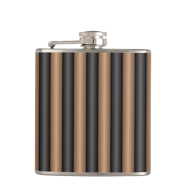 Modern Stylish Toasted Brown Stripes with Depth Hip Flask (Front)