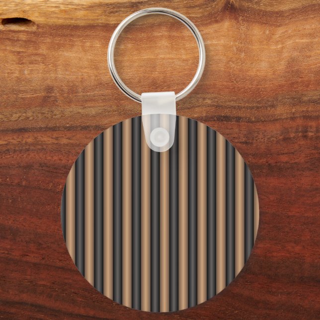 Modern Stylish Toasted Brown Stripes with Depth Keychain (Back)
