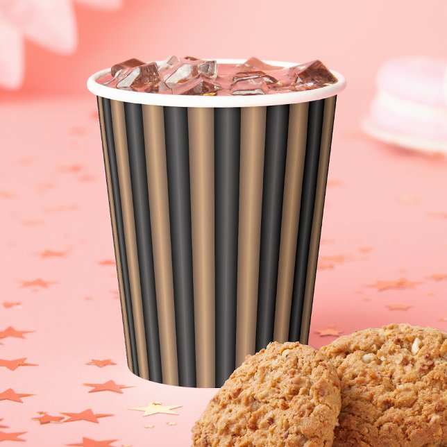 Modern Stylish Toasted Brown Stripes with Depth Paper Cups (Creator Uploaded)