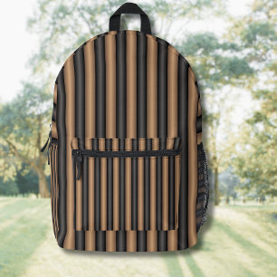 Modern Stylish Toasted Brown Stripes with Depth Printed Backpack