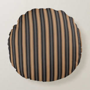 Modern Stylish Toasted Brown Stripes with Depth Round Pillow